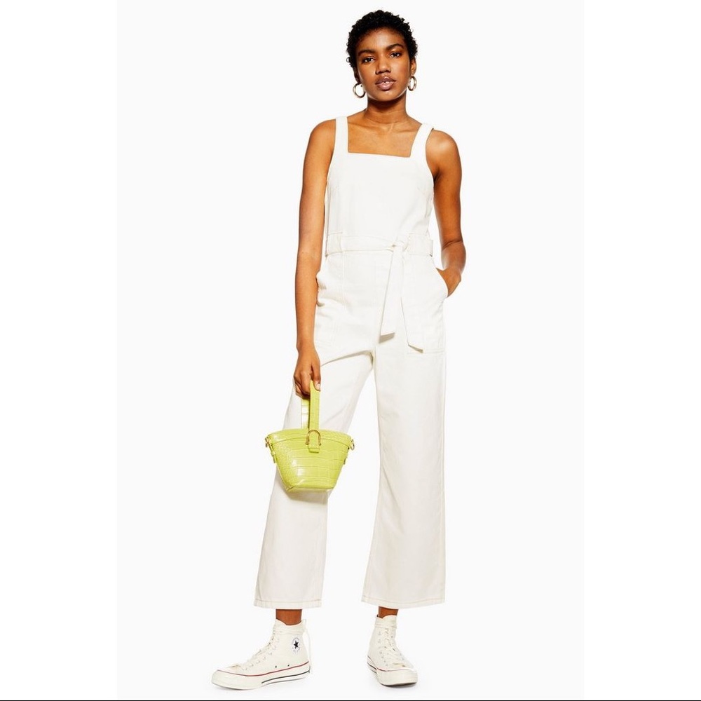 NWT Topshop White Denim Jumpsuit